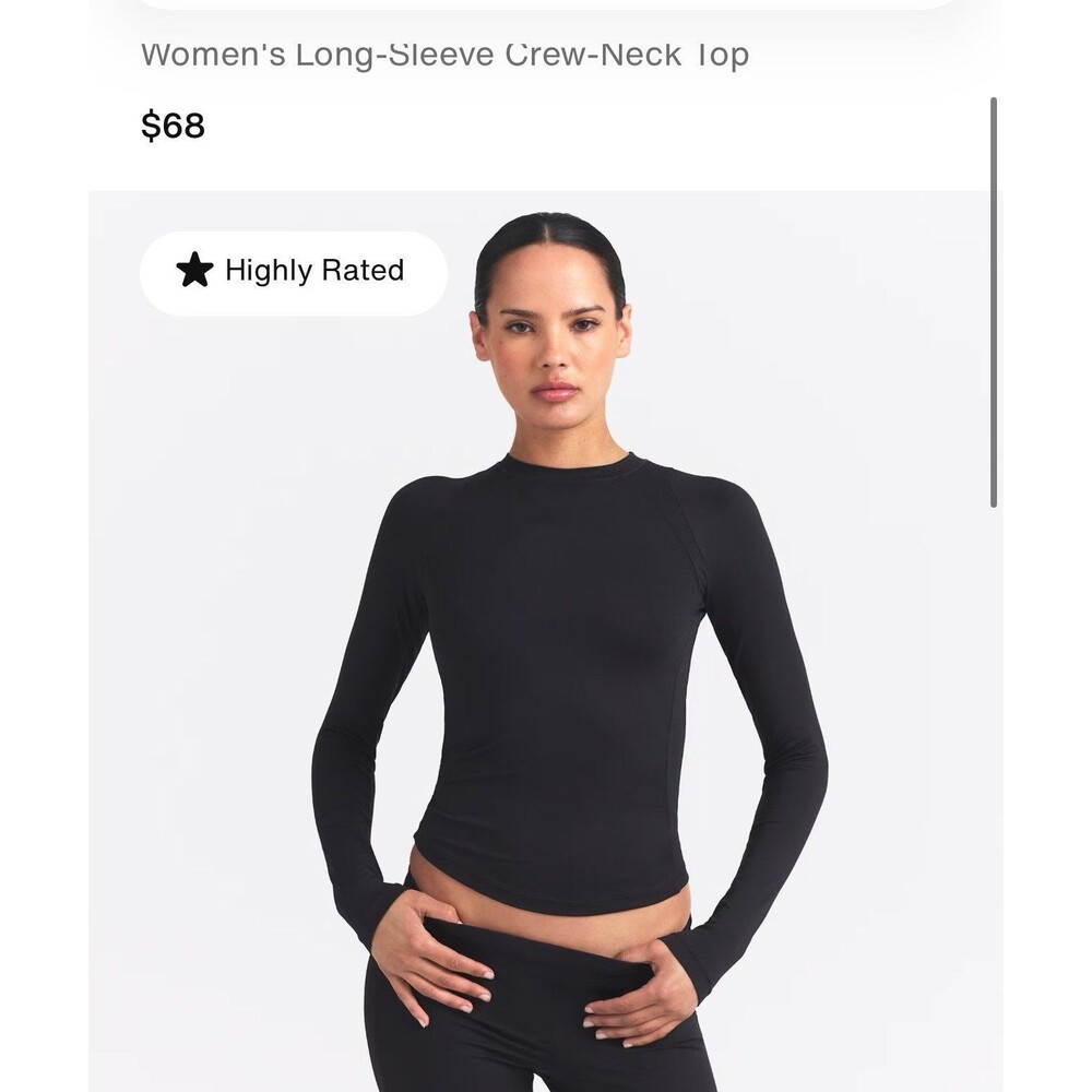 Skims Nike NikeSKIMS Airy Long Sleeve Crew Neck Top Obsidian
